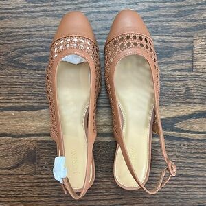 J. Crew Cognac Flats with Perforated Design